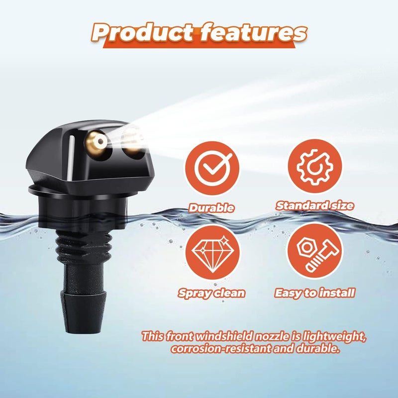 GOOTHX 2pcs Front Windshield Washer Nozzles, Front Windshield Washer Nozzle kit and Fluid Hose, Windshield Washer Nozzles Wiper Spray Fit for Most Cars - Image 5